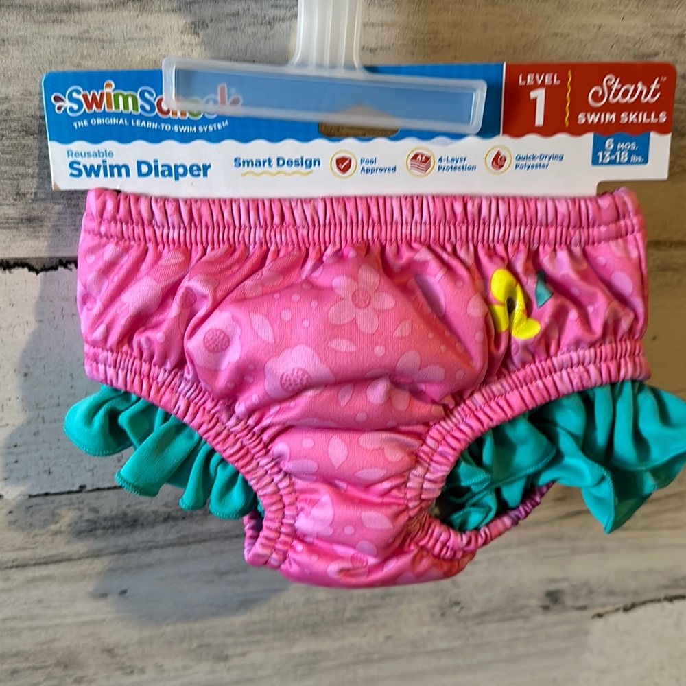 Reusable Swim Diaper Pink Size 6 Months NEW